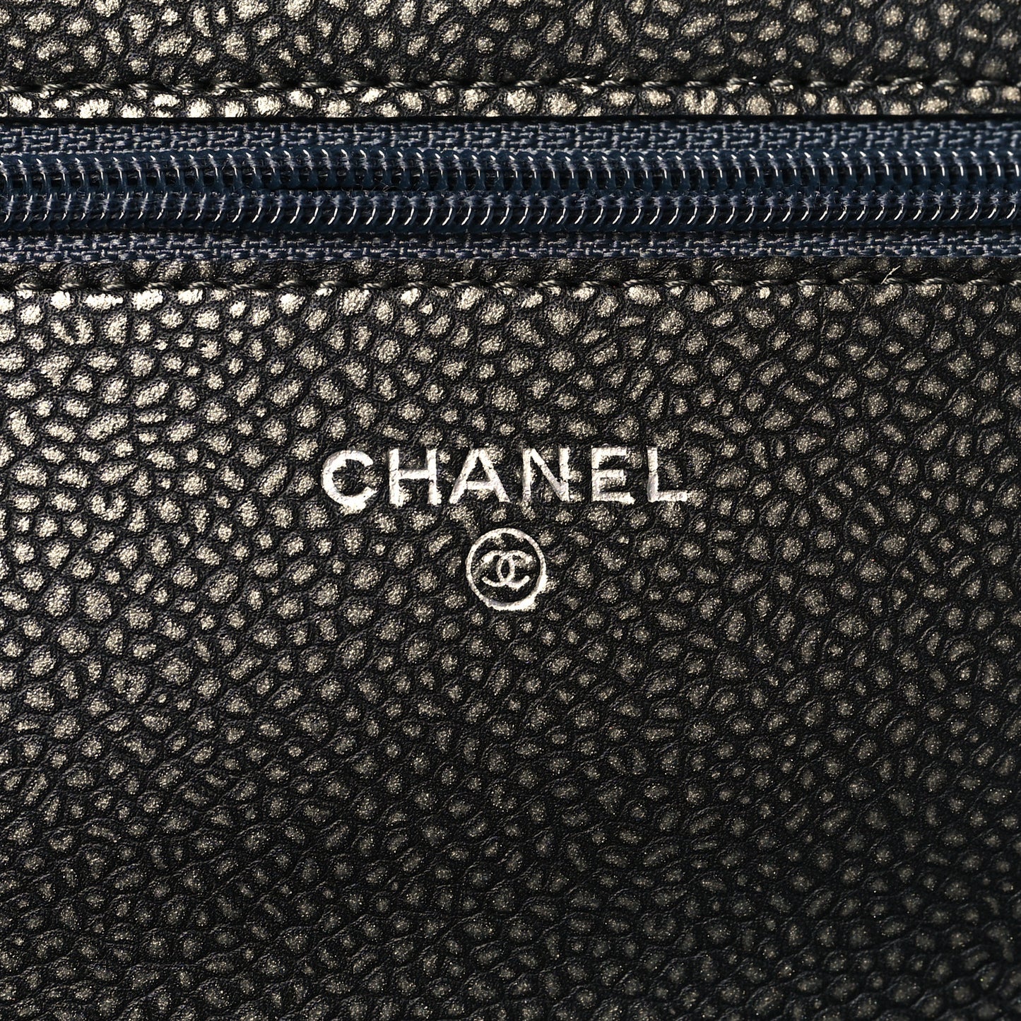 Metallic Caviar Timeless CC Wallet On Chain WOC Grey