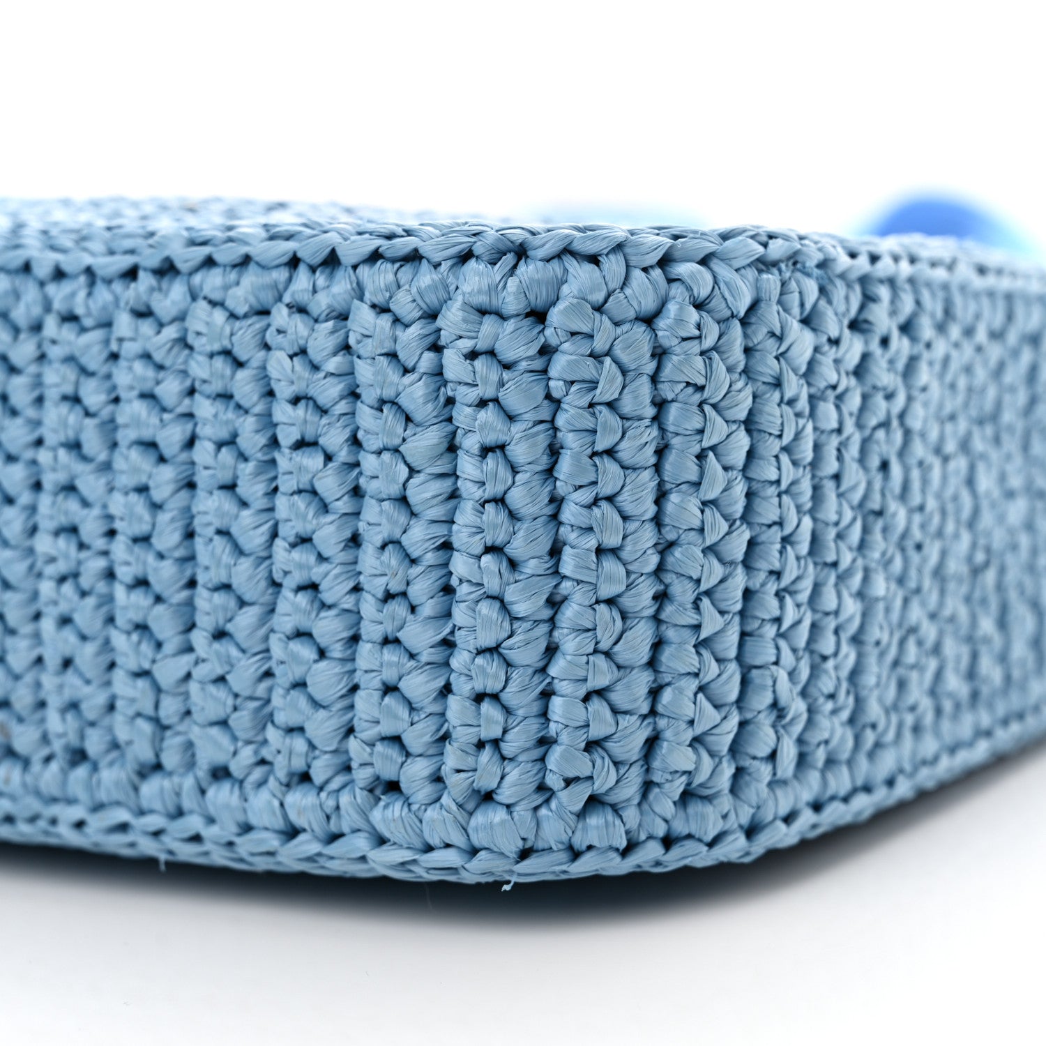 Prada Yarn Raffia Effect Crochet Re-Edition 2005 Shoulder Bag Celeste 9 of 11