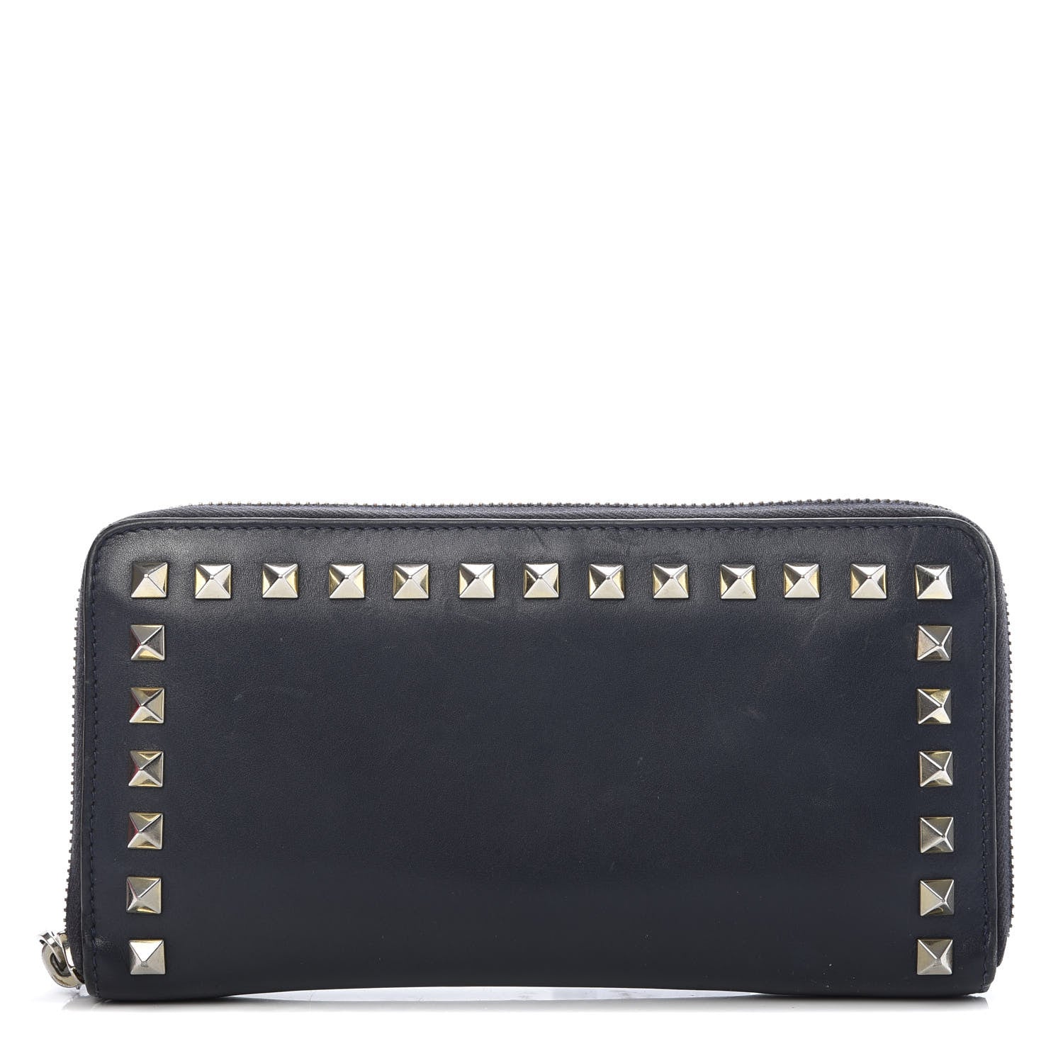 Valentino Garavani Calfskin Rockstud Zip Around Wallet Marine 1 of 13