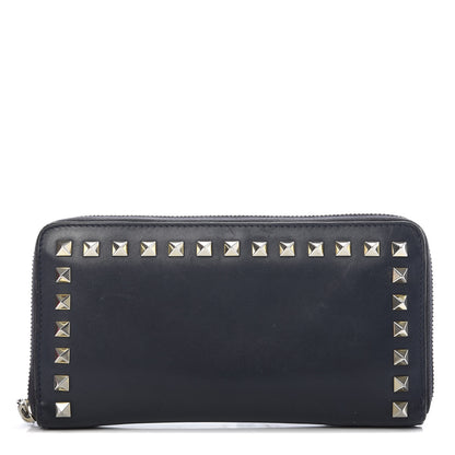 Valentino Garavani Calfskin Rockstud Zip Around Wallet Marine 1 of 13