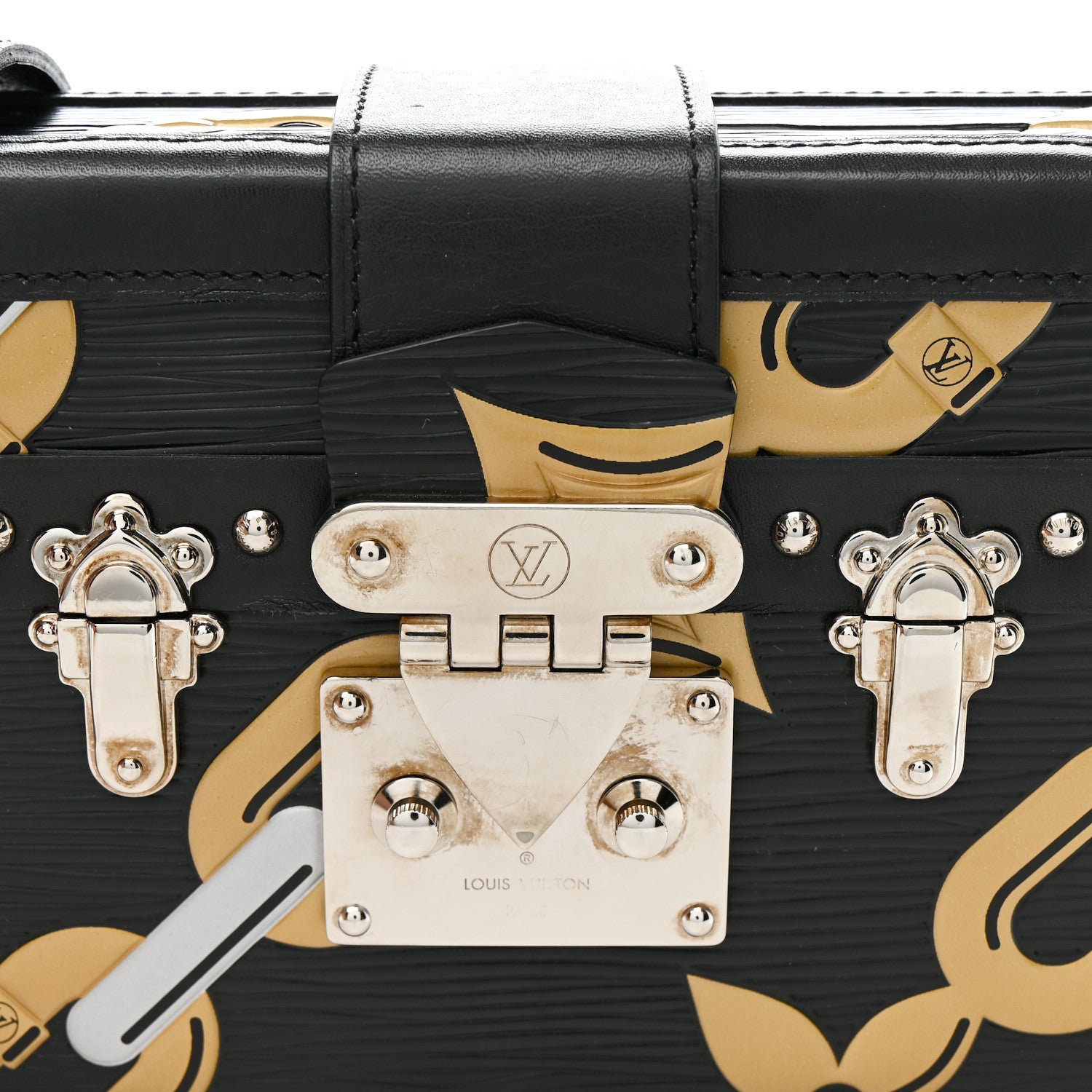 Louis Vuitton Epi Chain Flower Petite Malle Black 11 of 13