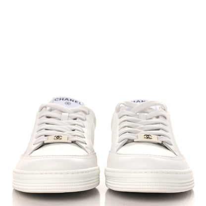 Chanel Calfskin Womens CC Logo Sneakers 37.5 White 2 of 8