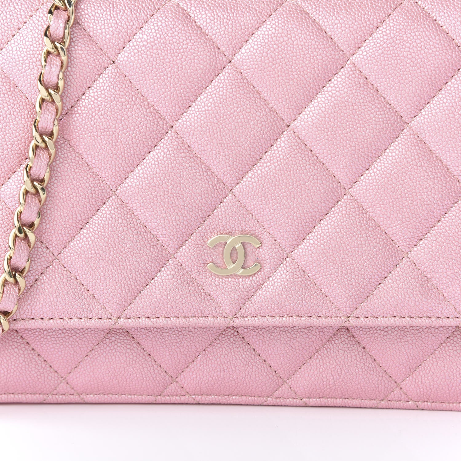 Chanel Iridescent Caviar Quilted Wallet on Chain WOC Rose Pink 10 of 11