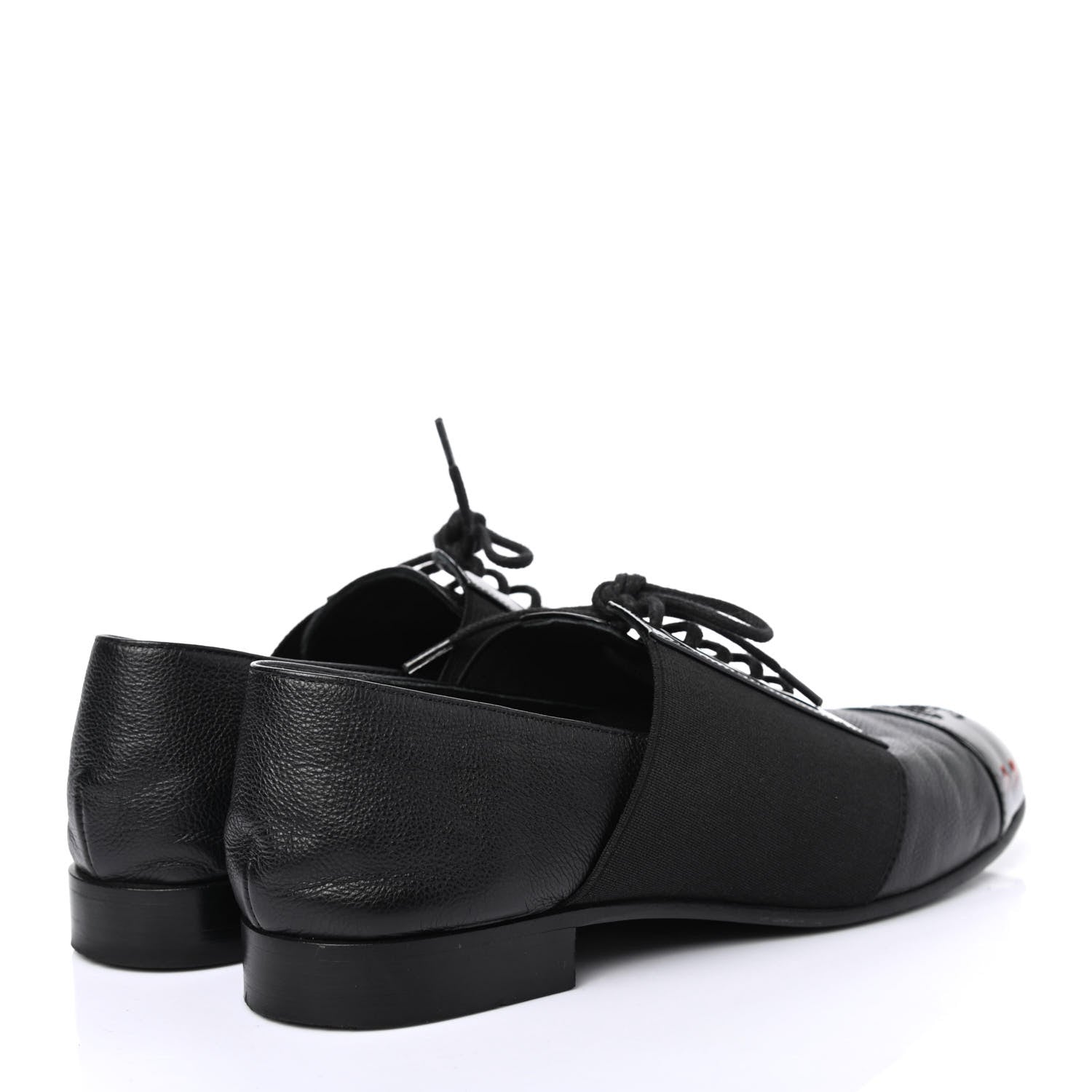 Chanel Goatskin Patent Womens CC Cap Toe Lace Up Oxfords 36 Black 3 of 4