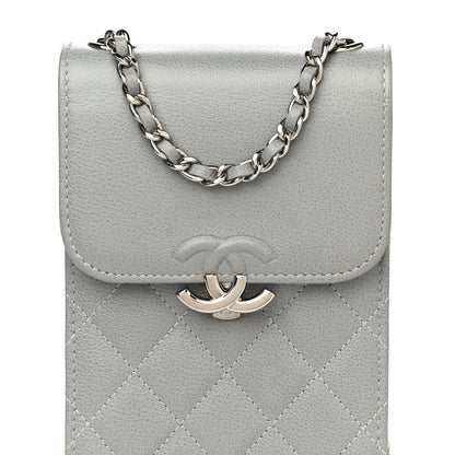 Chanel Grained Calfskin Quilted CC Box Clutch With Chain Grey 8 of 14