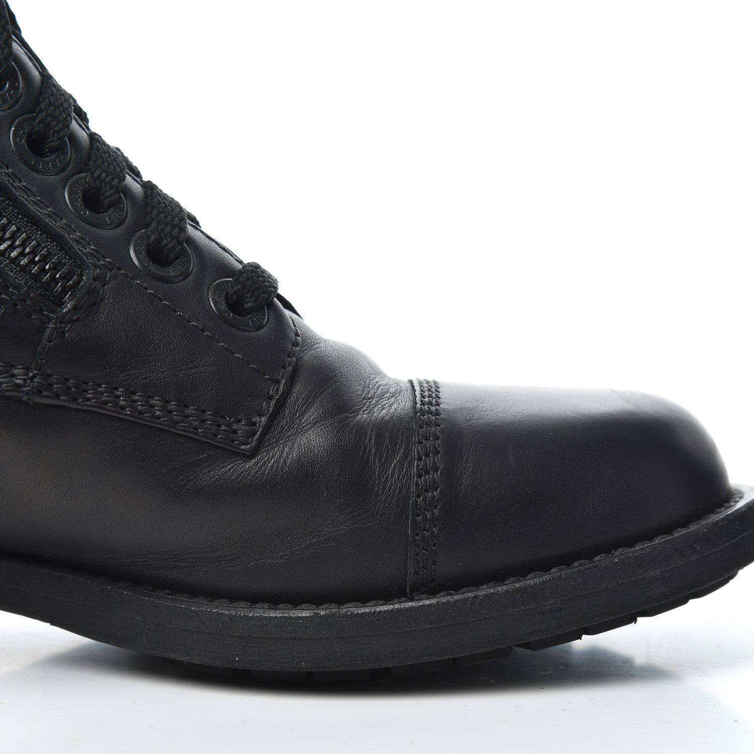 Chanel Calfskin Quilted Cap Toe Combat Boots 36 Black 12 of 17
