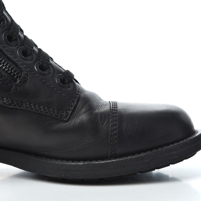 Chanel Calfskin Quilted Cap Toe Combat Boots 36 Black 12 of 17