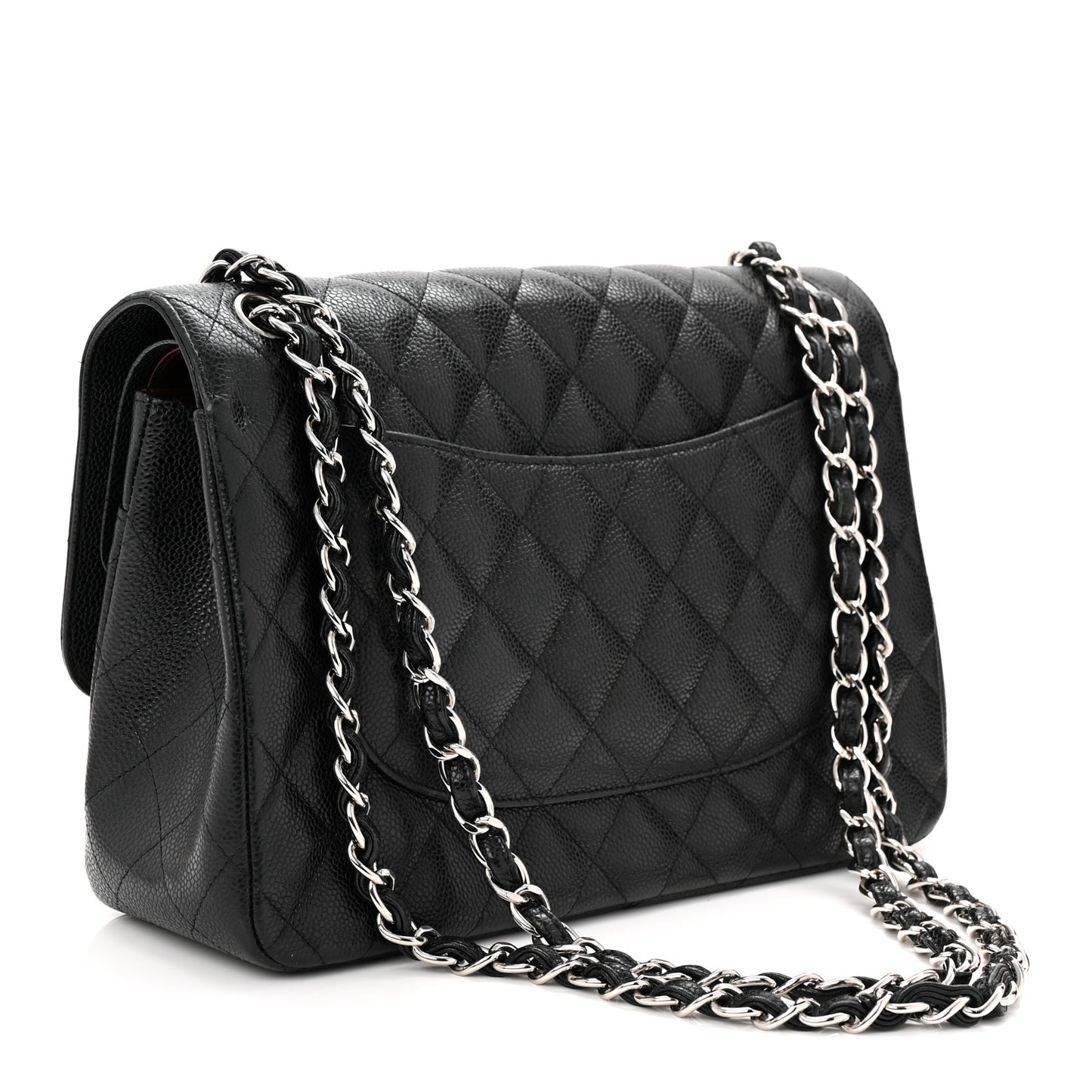 Caviar Quilted Jumbo Double Flap Black