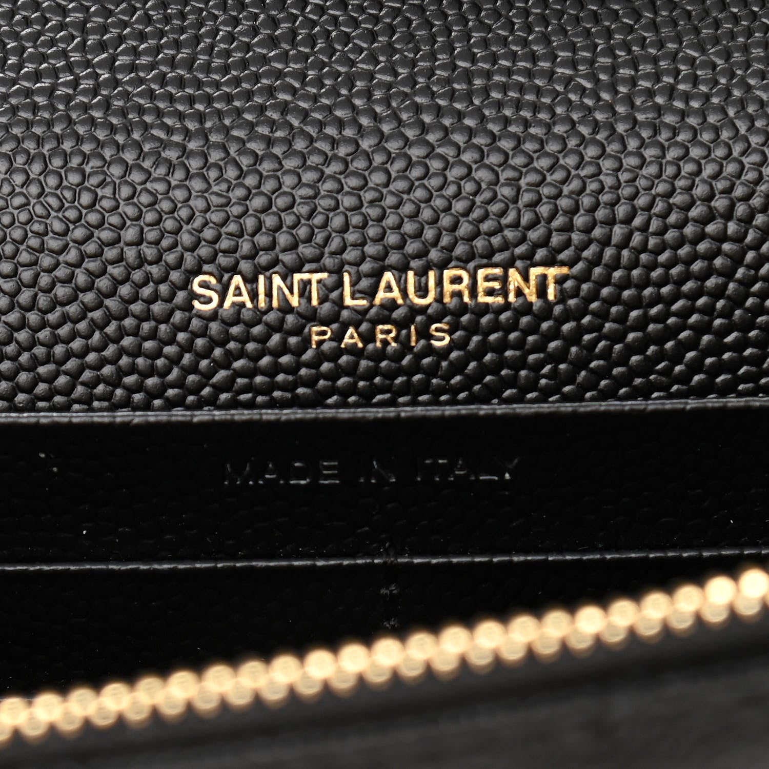 Saint Laurent Grain De Poudre Matelasse Chevron Monogram Envelope Chain Wallet Black 6 of 9