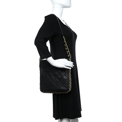 Chanel Calfskin Quilted Framing Chain Hobo Black 2 of 9