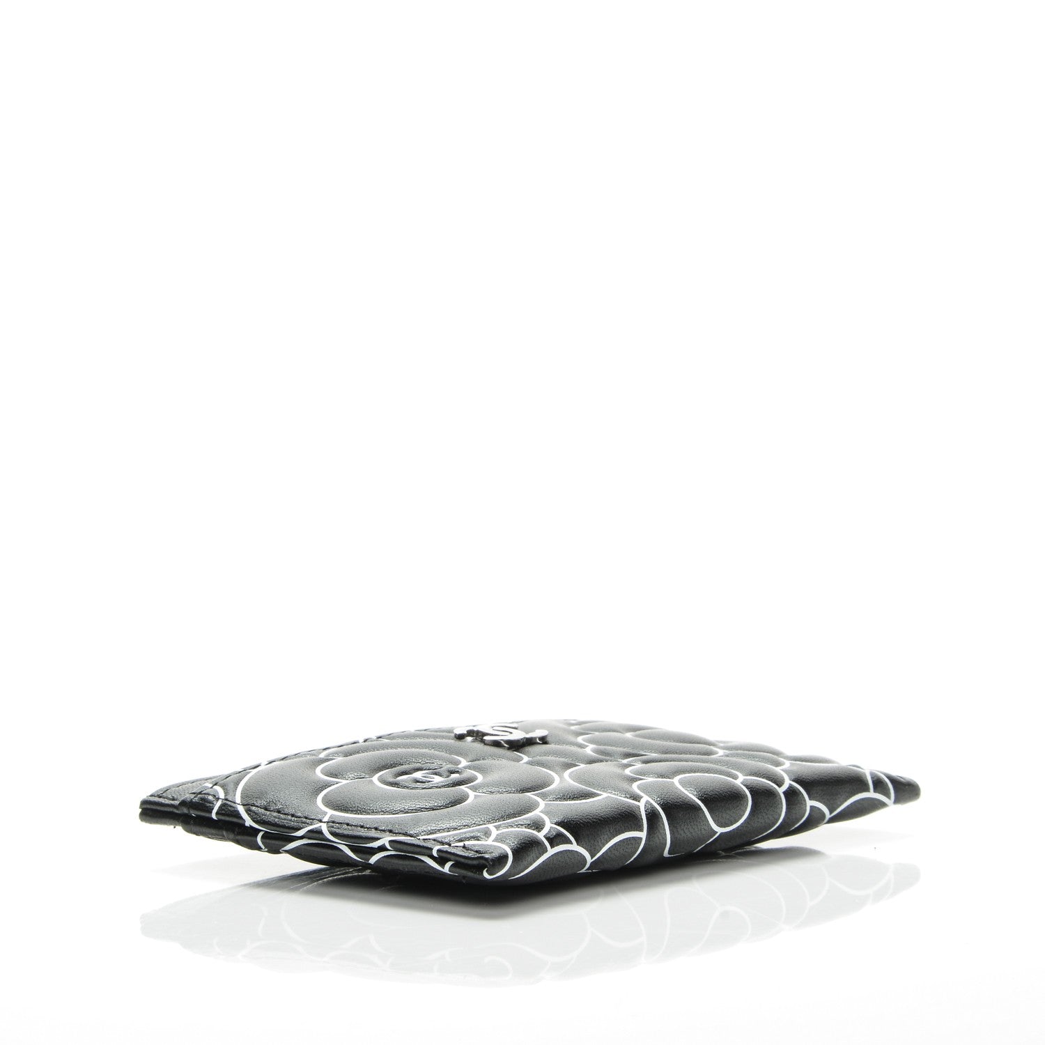 Chanel Lambskin Camellia Embossed Card Holder Black White 4 of 8