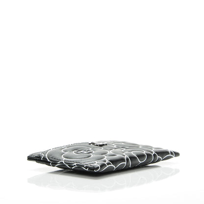Chanel Lambskin Camellia Embossed Card Holder Black White 4 of 8