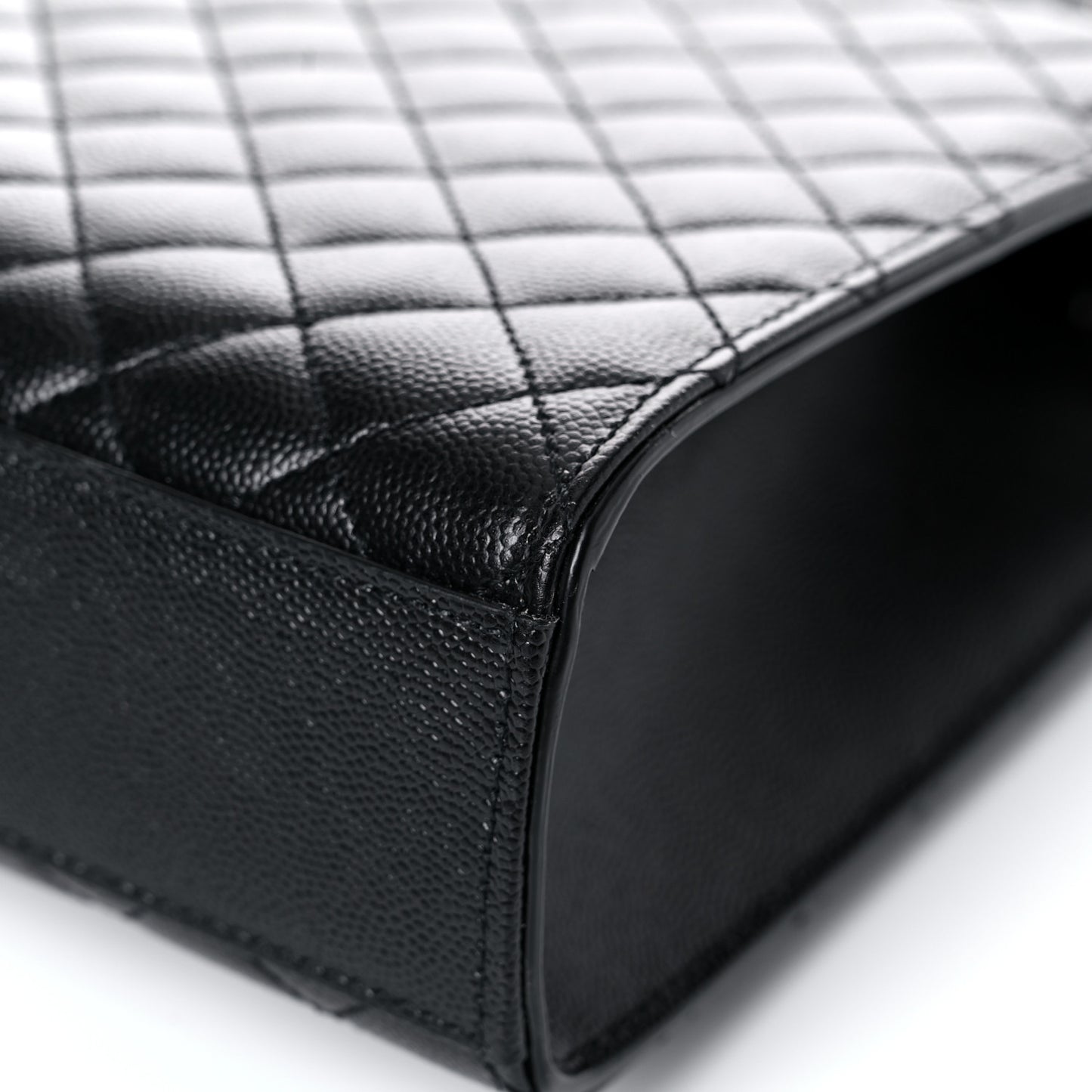 Grain De Poudre Textured Mixed Matelasse Large Triquilt Monogram Satchel Black