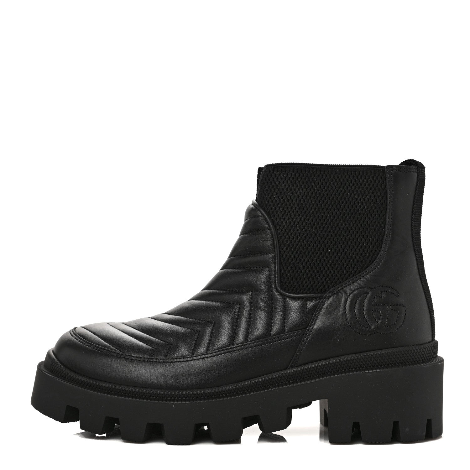 Gucci Calfskin Nappa Matelasse Frances Chelsea Boots 36 Black 1 of 10