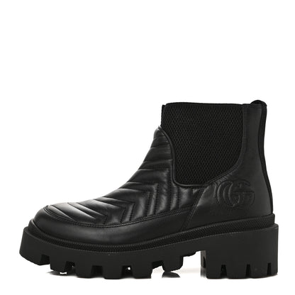 Gucci Calfskin Nappa Matelasse Frances Chelsea Boots 36 Black 1 of 10