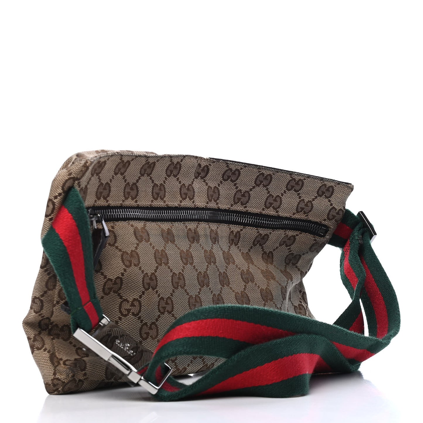 GG Monogram Double Pocket Belt Bag Dark Brown
