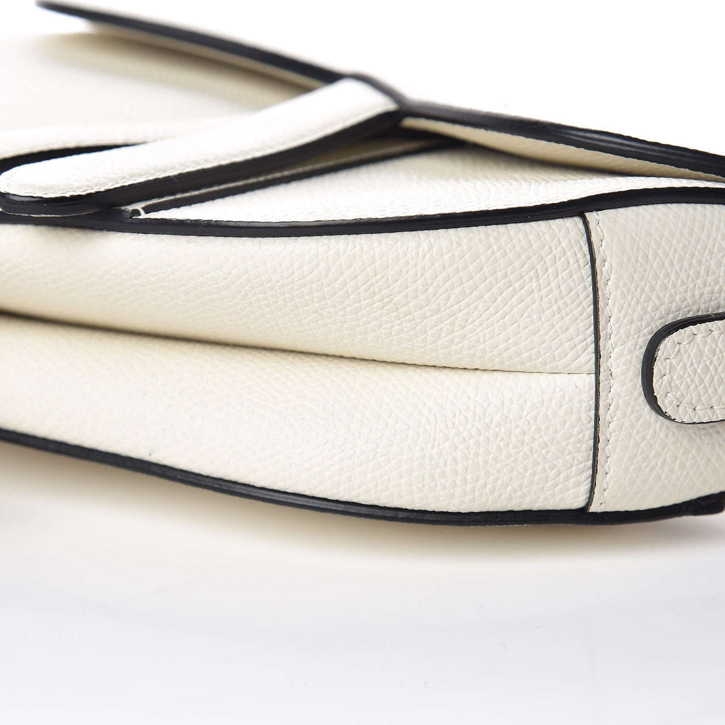 Grained Calfskin Mini Saddle Bag White