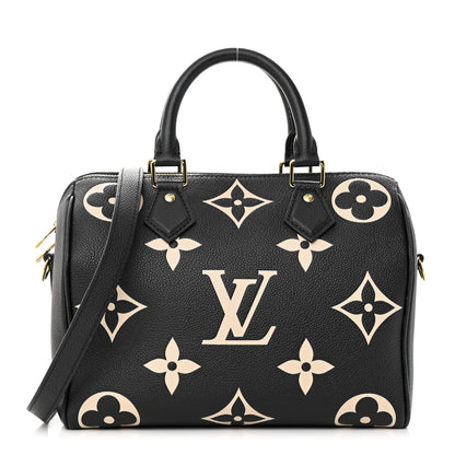 Louis Vuitton Empreinte Monogram Giant Speedy Bandouliere 25 Black Beige 1 of 9