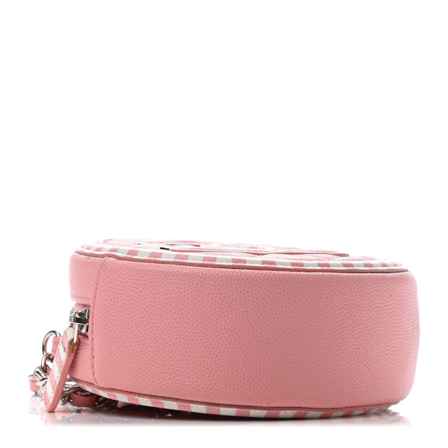 Chanel Caviar Quilted Filigree Round Clutch With Chain Pink White 3 of 4