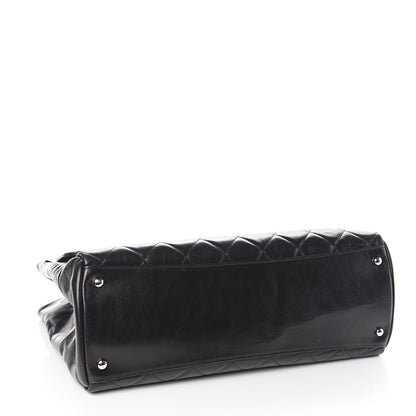 Chanel Glazed Calfskin Quilted Large CC Delivery Tote Black 3 of 9