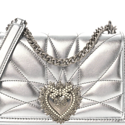 Dolce & Gabbana Metallic Nappa Quilted Mini Devotion Crossbody Bag Silver 7 of 13