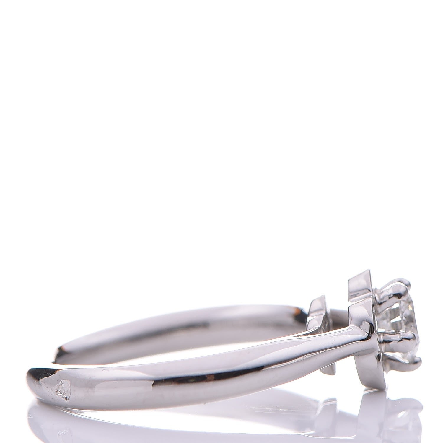 Chanel Platinum Diamond Camellia Solitaire Ring 44 3 6 of 6