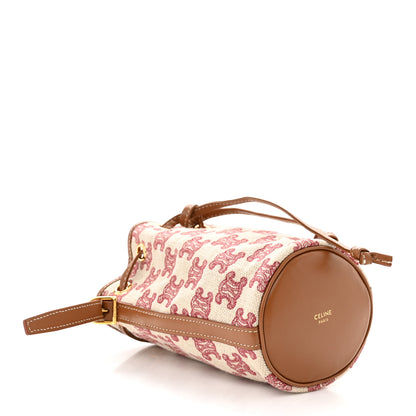 Celine Canvas Calfskin Triomphe Embroidered Bucket Bag Fox Red 4 of 11