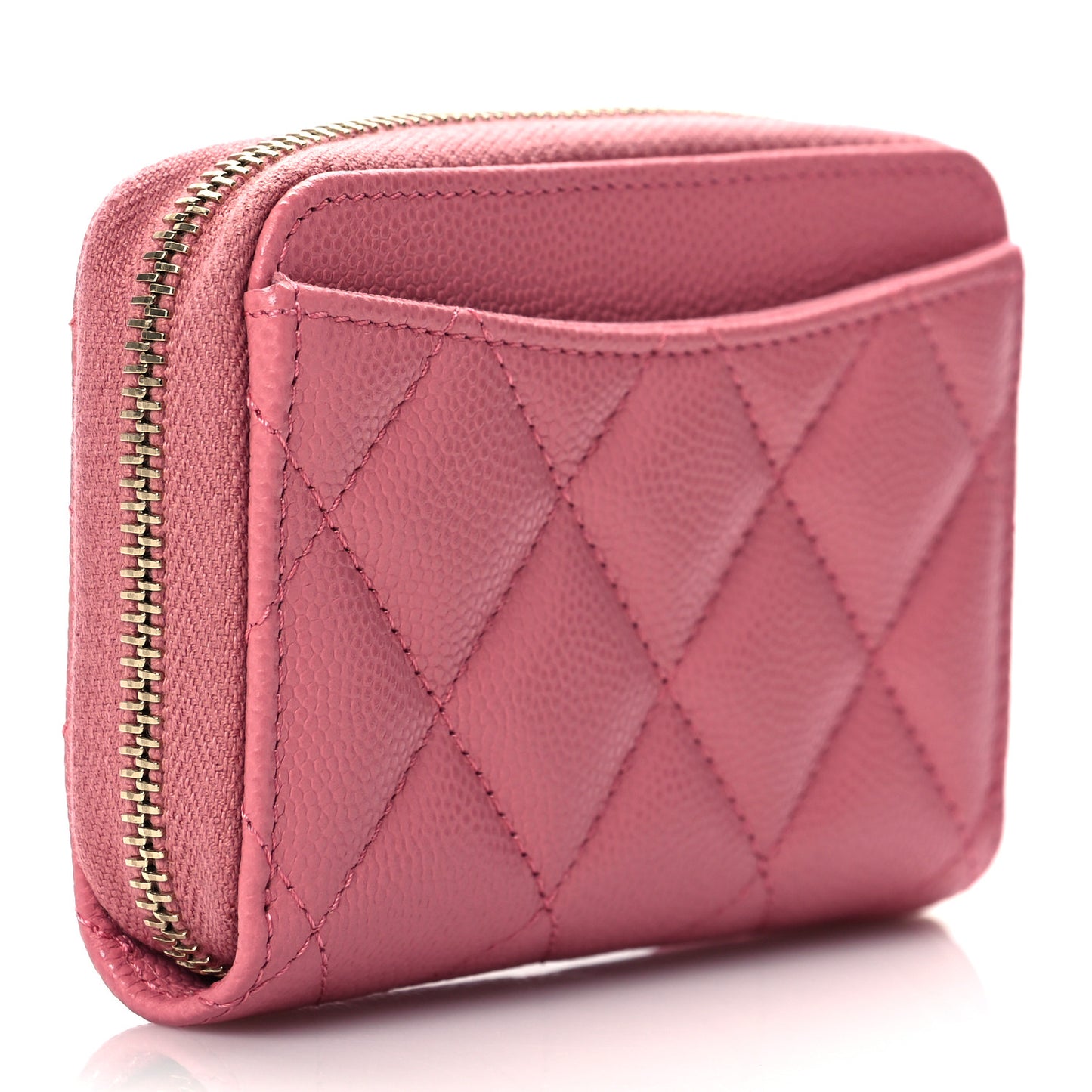 Caviar Quilted Zip Coin Purse Dark Pink