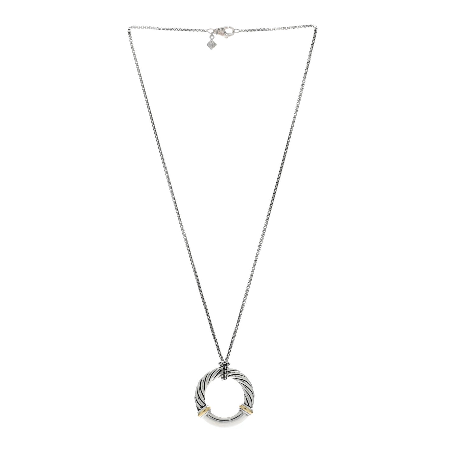 DAVID YURMAN Sterling Silver 18K Yellow Gold Metro Circle Pendant Necklace