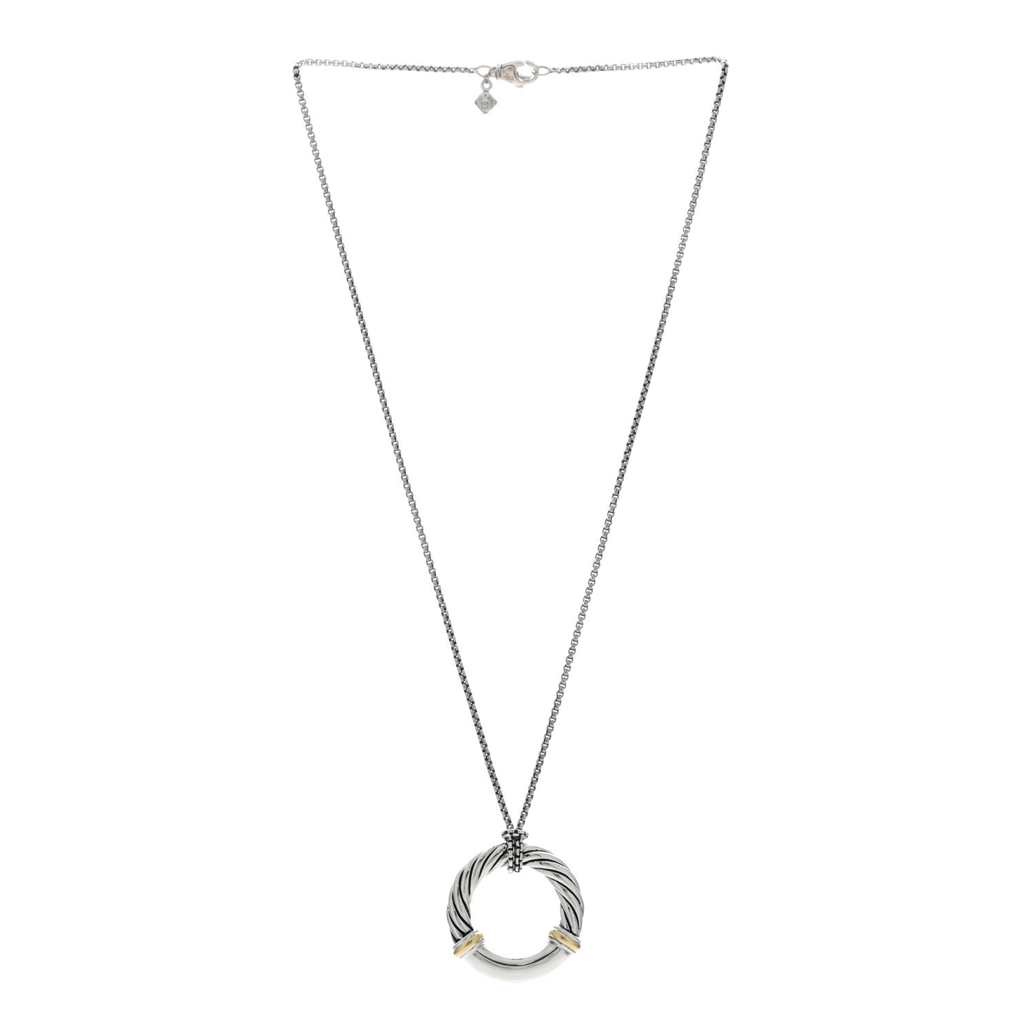 David Yurman DAVID YURMAN Sterling Silver 18K Yellow Gold Metro Circle Pendant Necklace 2 of 4