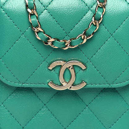 Chanel Calfskin Quilted Clutch With Chain Green 8 of 11