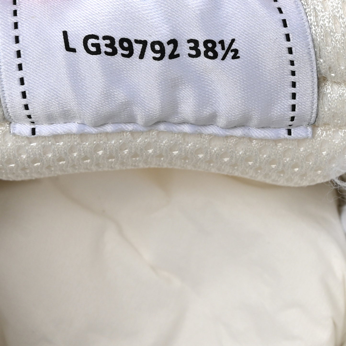 Fabric Laminated Calfskin Stretch CC Womens Sneakers 38.5 Ivory White Silver