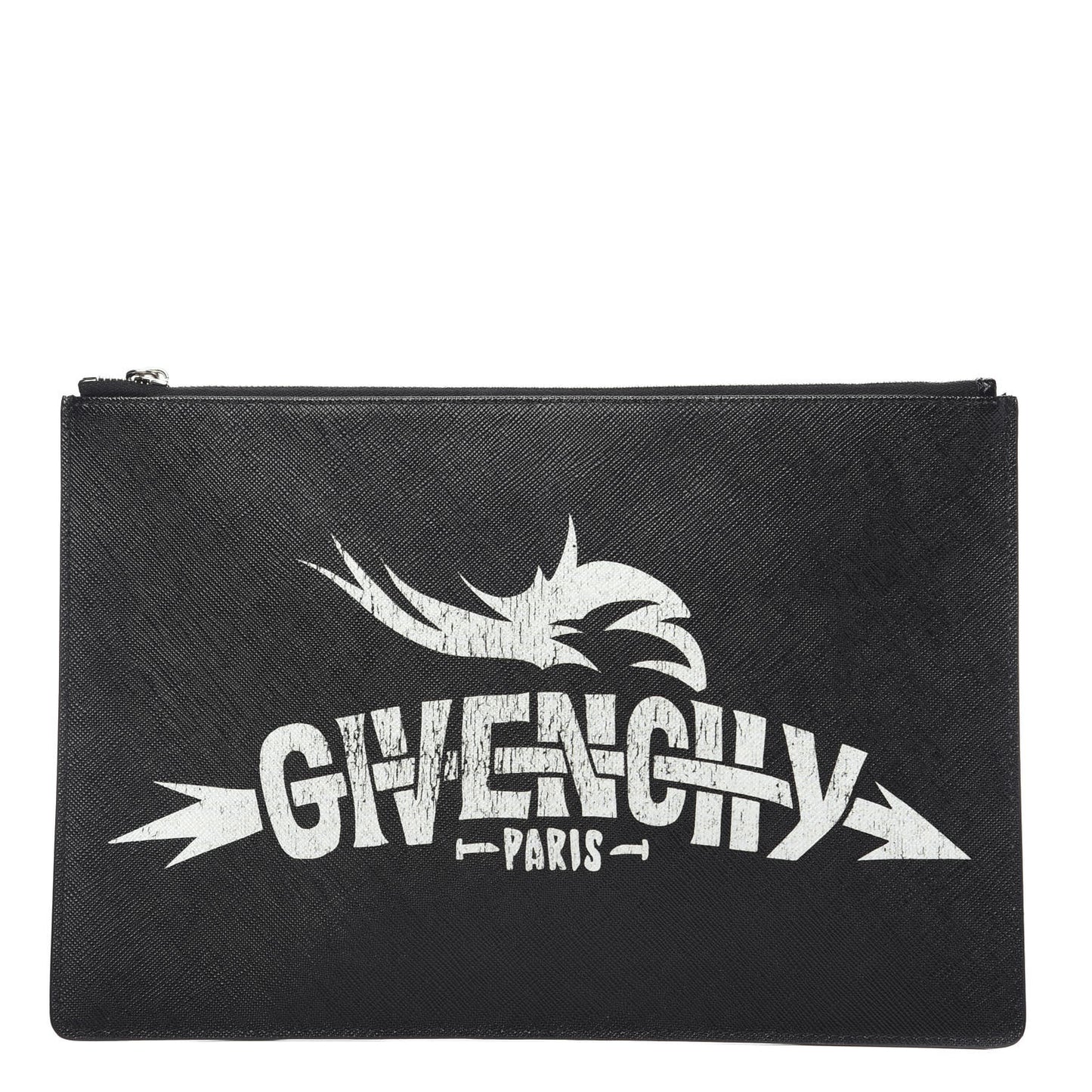 Coated Canvas Medium Print Zip Pouch Black
