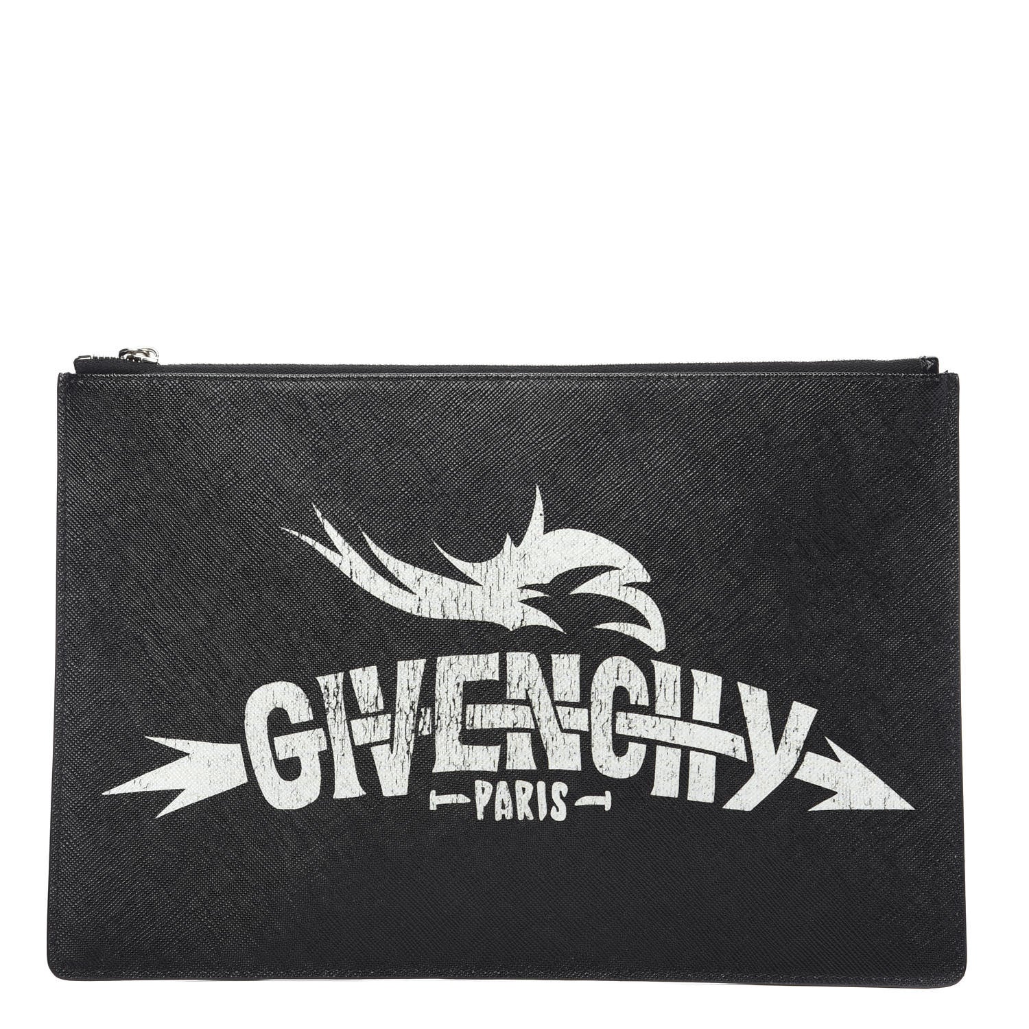 Givenchy Coated Canvas Medium Print Zip Pouch Black 1 of 7