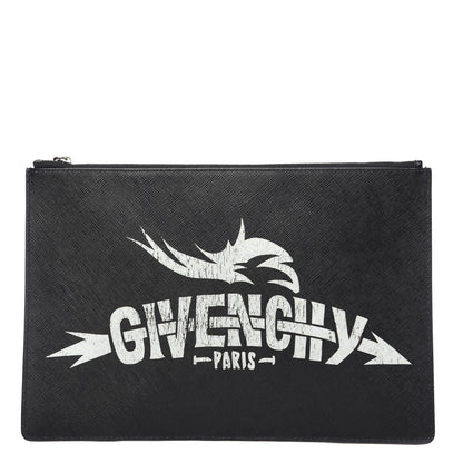 Givenchy Coated Canvas Medium Print Zip Pouch Black 1 of 7