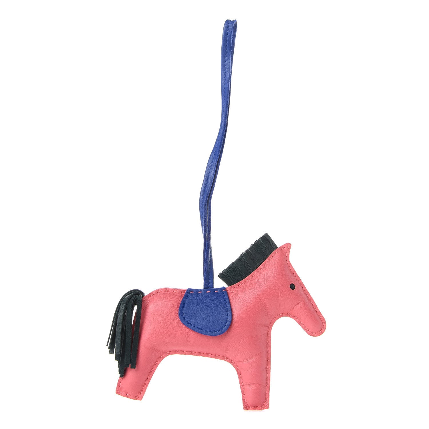 Hermes Milo Lambskin Grigri Rodeo Horse Bag Charm MM Rose Azalee Malachite Bleu Electrique 1 of 4