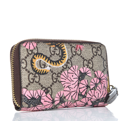 Gucci GG Supreme Monogram Bengal Zip Around Card Case Wallet Beige Pink 3 of 7