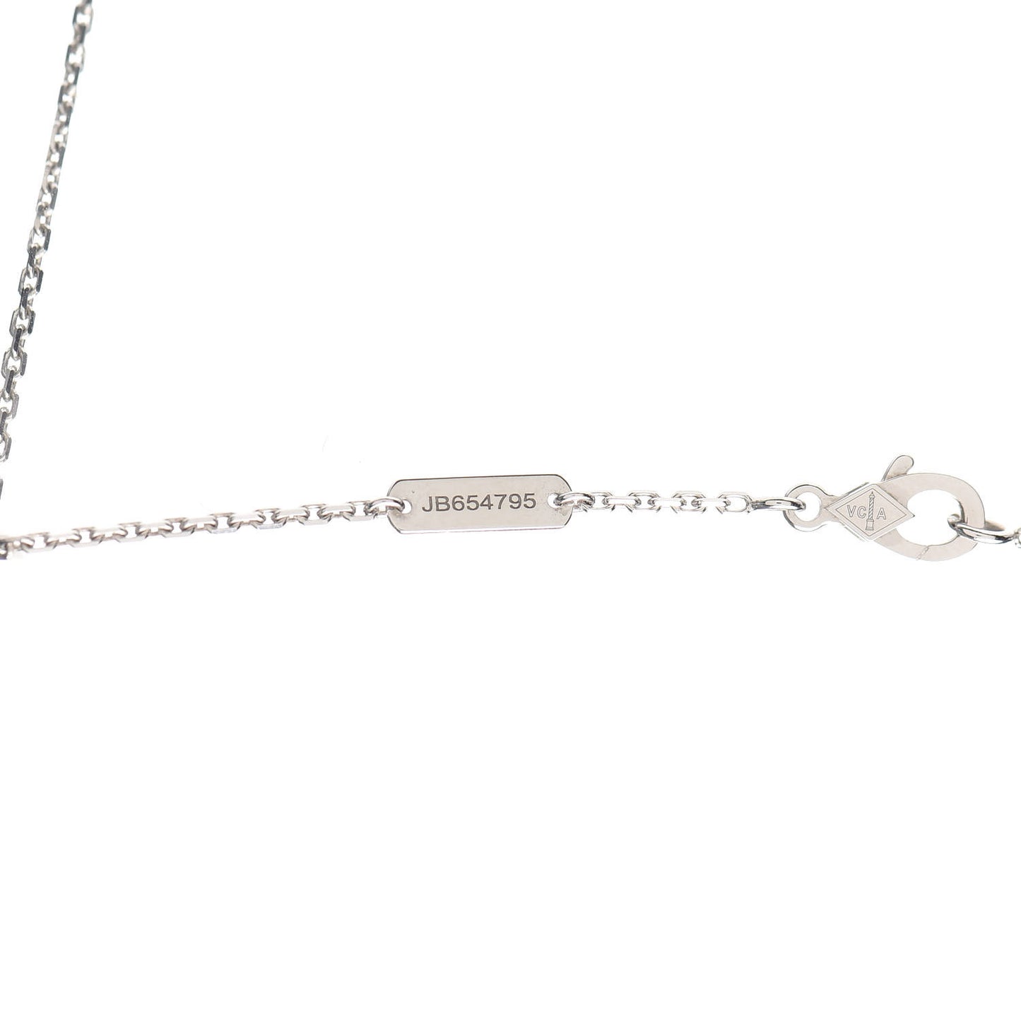 18K White Gold Diamond Guilloche Vintage Alhambra Pendant Necklace