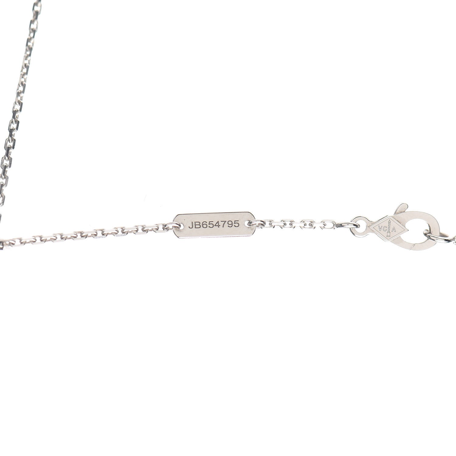 Van Cleef & Arpels 18K White Gold Diamond Guilloche Vintage Alhambra Pendant Necklace 5 of 8