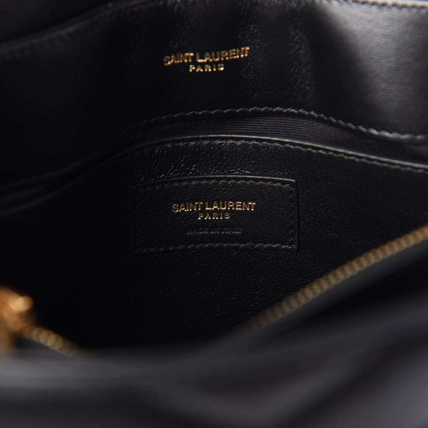 Calfskin Y Quilted Monogram Small Loulou Chain Satchel Black