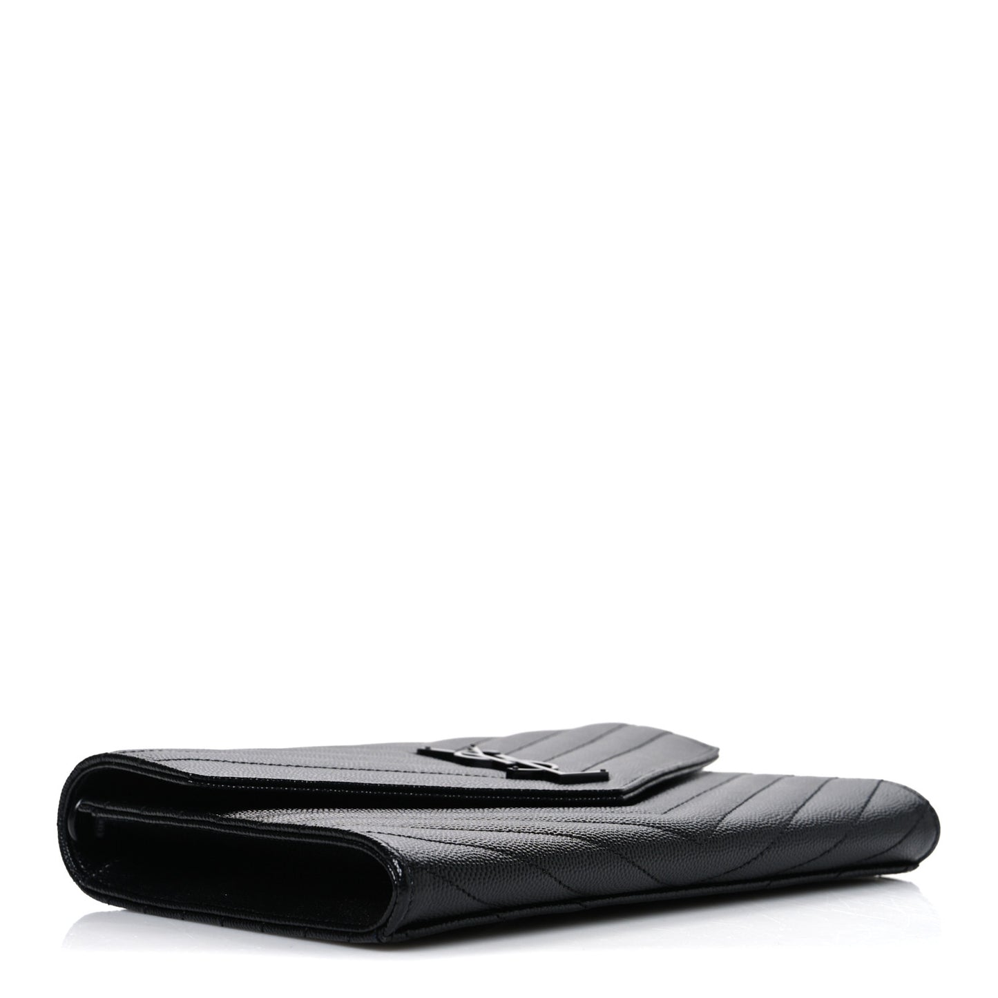 Grain De Poudre Matelasse Chevron Monogram Monochrome Envelope Clutch Black