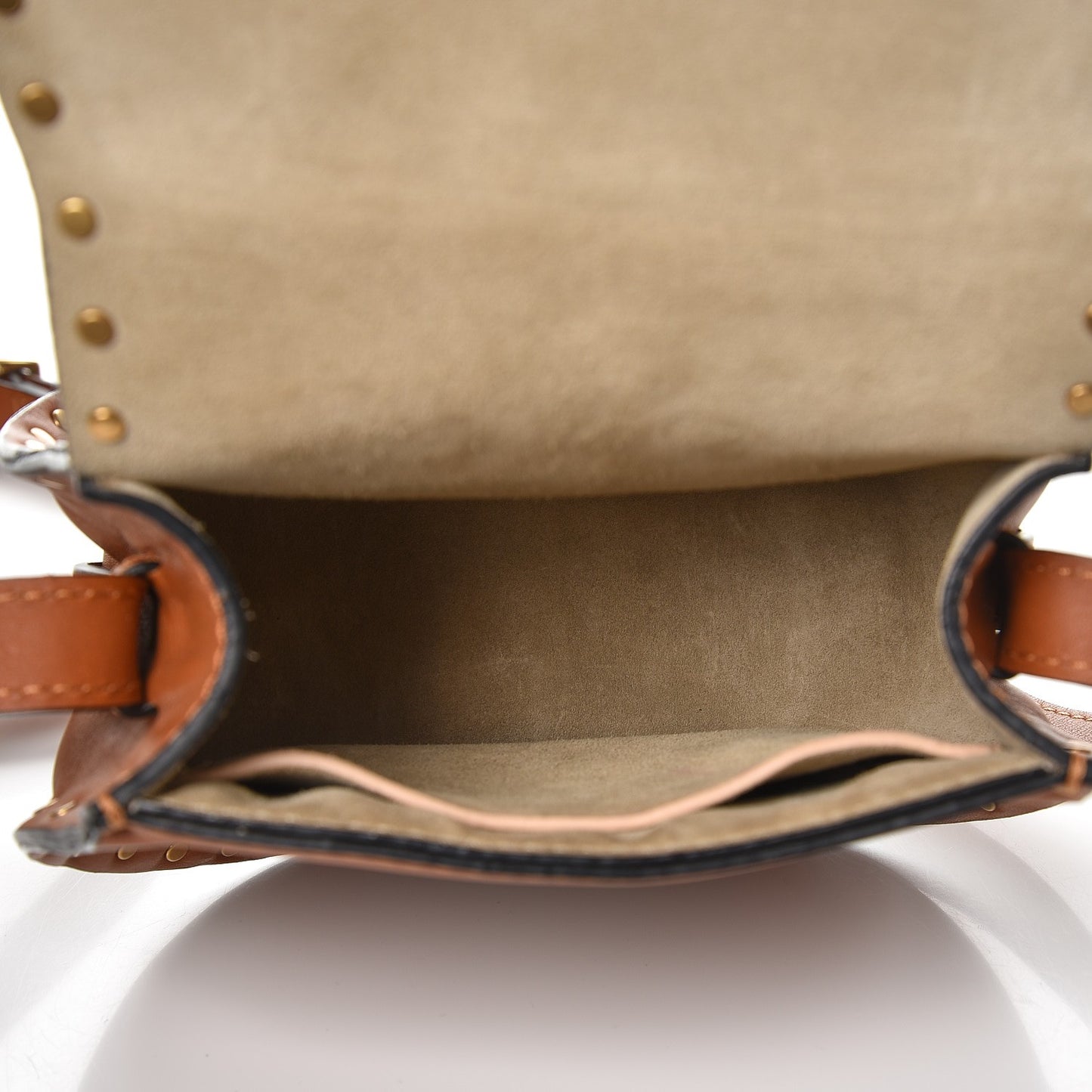 Calfskin Studded Mini Marcie Round Crossbody Bag Caramel