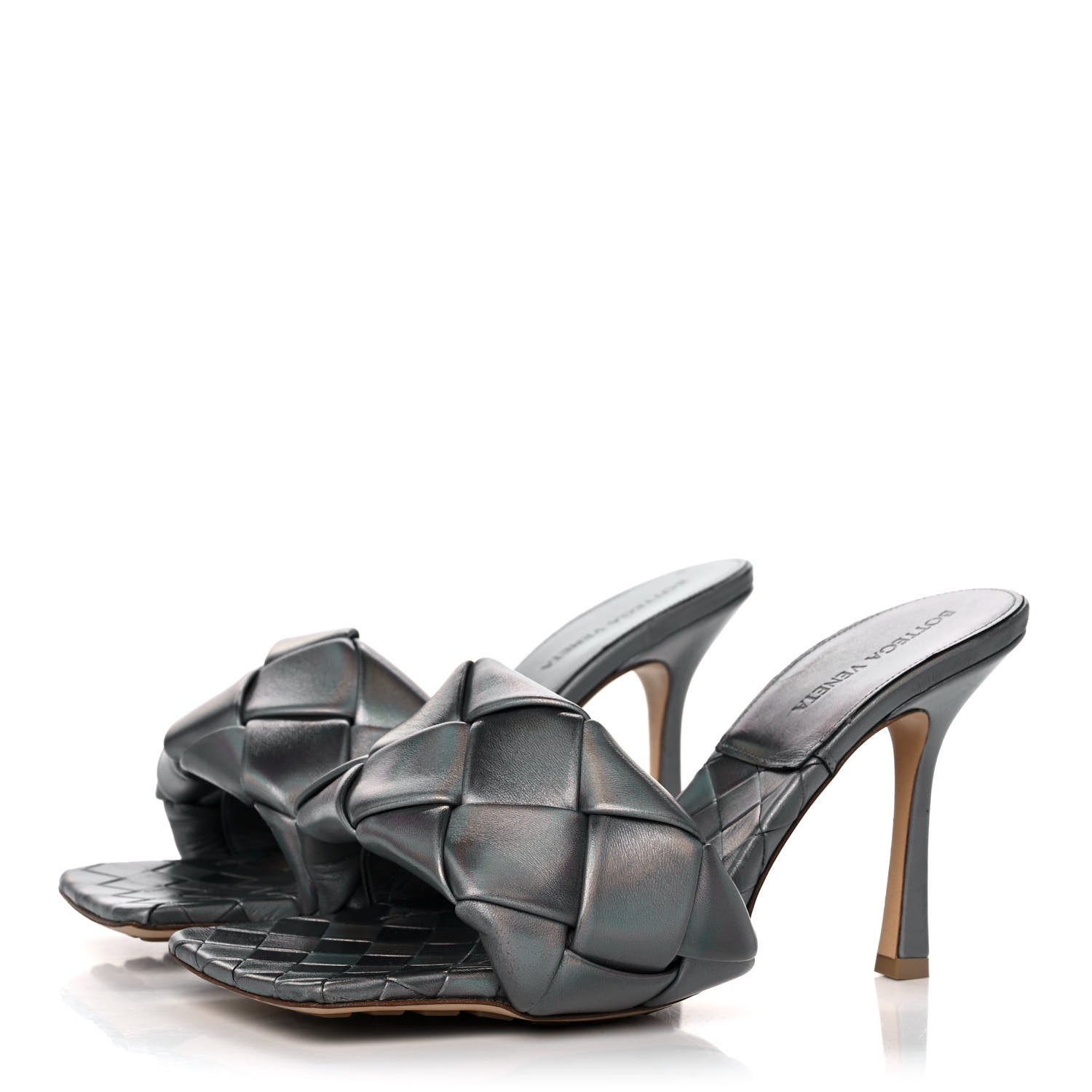 Bottega Veneta Laser Nappa Maxi Intrecciato Lido 90mm Mule Sandals 39 Oyster 3 of 10