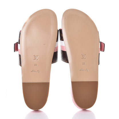 Louis Vuitton Patent Monogram Bom Dia Flat Mule 39 Rose White 5 of 9