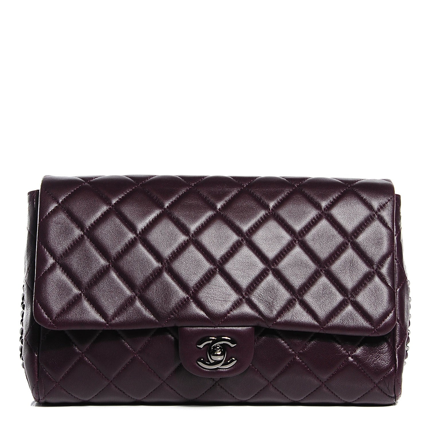 Chanel Lambskin Quilted Clutch With Chain Flap Purple 1 of 7