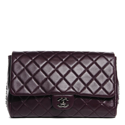 Chanel Lambskin Quilted Clutch With Chain Flap Purple 1 of 7