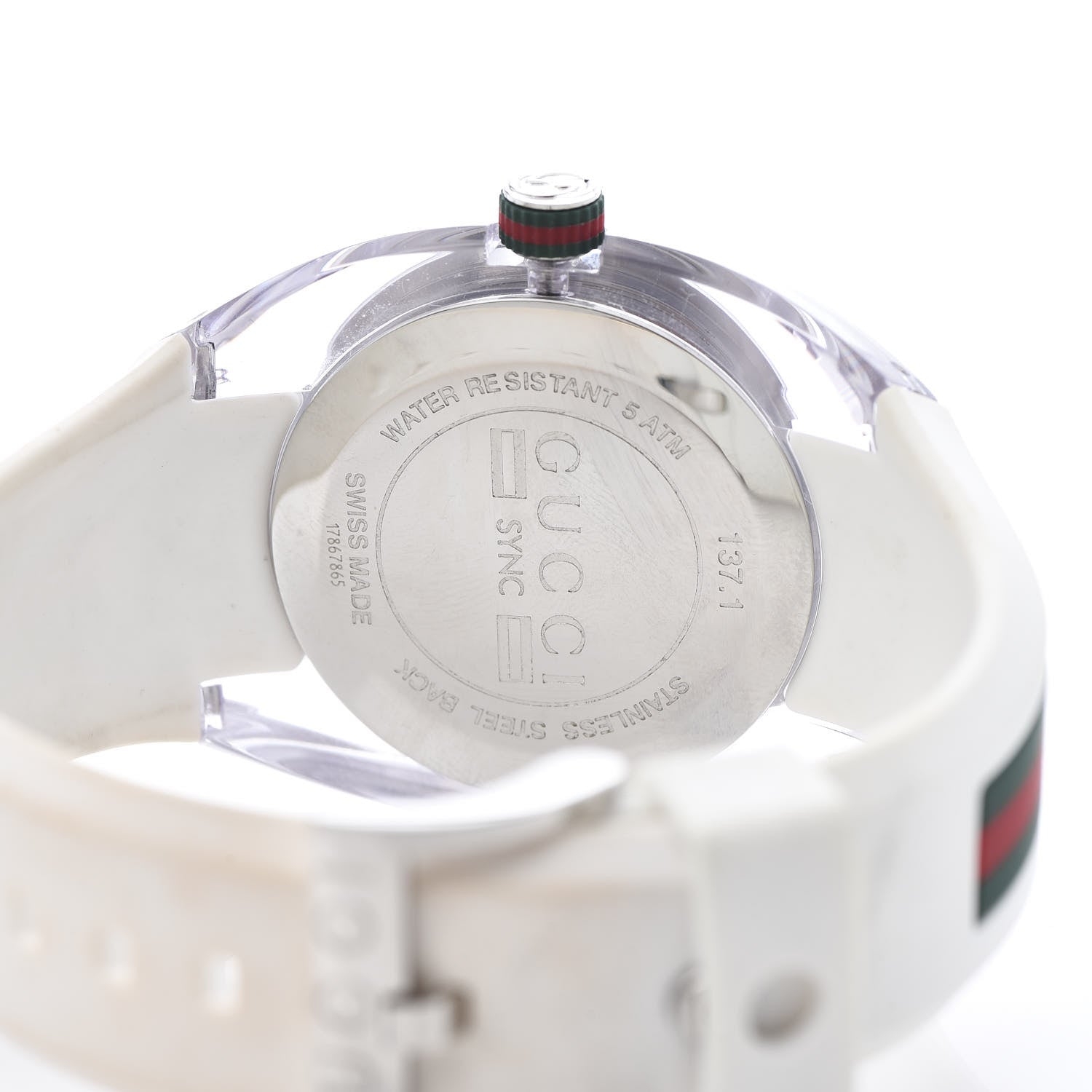 Gucci Stainless Steel Rubber 46mm Sync Web Quartz Watch White 5 of 5