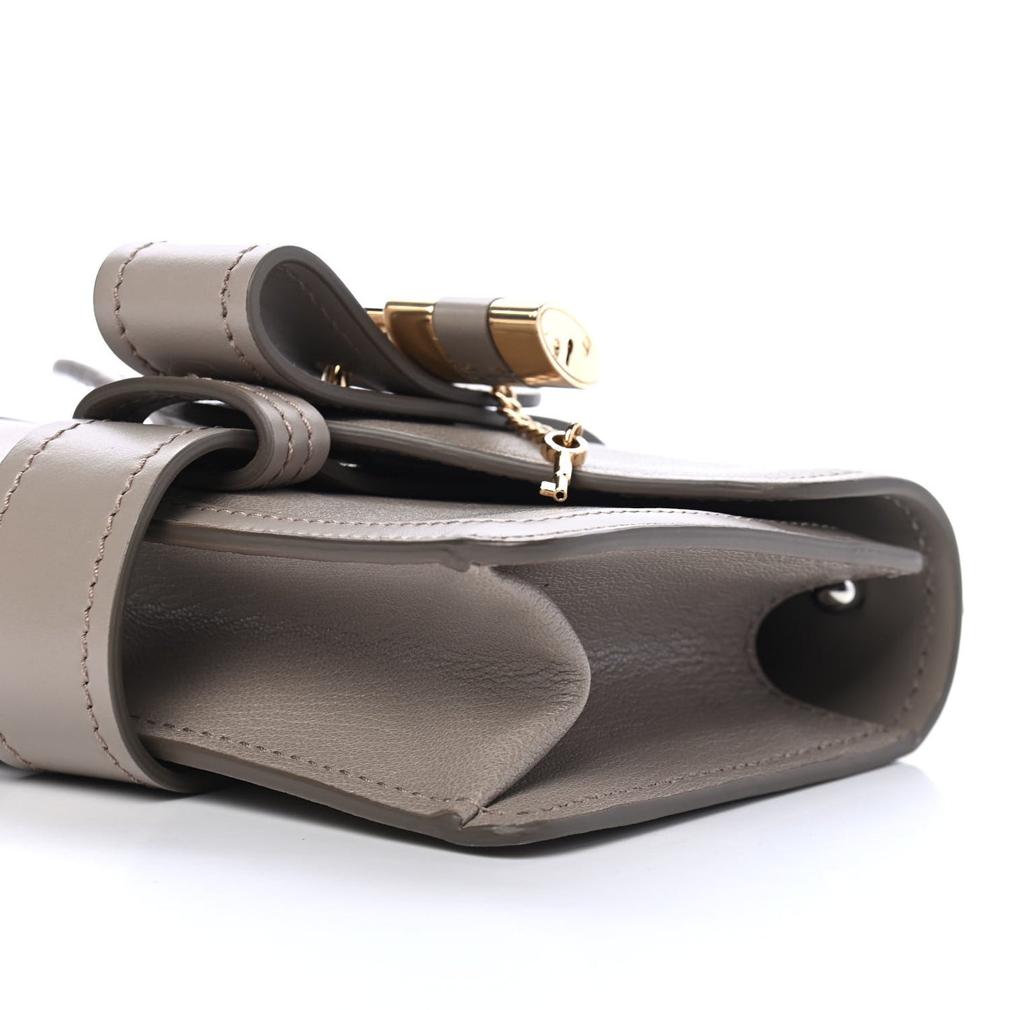 Shiny Goatskin Calfskin Aby Chain Shoulder Bag Motty Grey