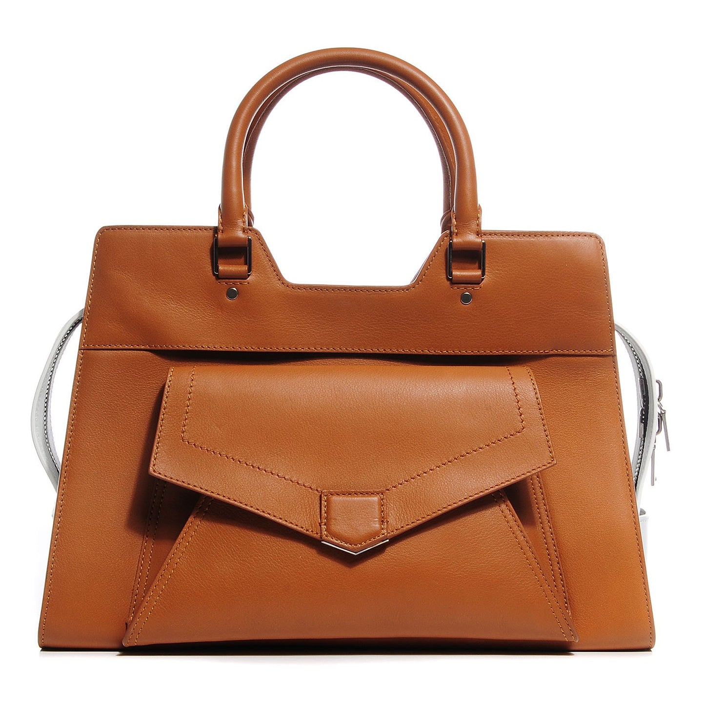 Smooth Calfskin PS13 Small Bi-Color Satchel Caramel White