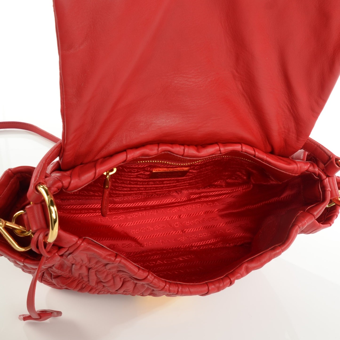 Nappa Dressy Gaufre Flap Bag Rosso